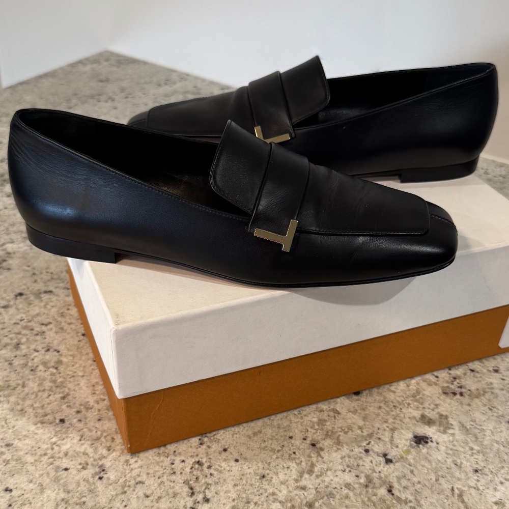 Lafayette 148 Eve Split Toe Black Leather Loafer - 8.5 - Picture 2 of 9